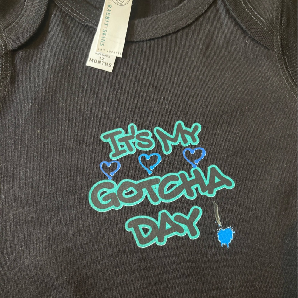 Rabbit Skins Black Gotcha Day Baby Onesie - Picture 2 of 6